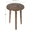 image:imageDeco 79 Mango Wood Floral Handmade Side End Accent Table Intricately Carved End Table with Tripod Legs Side Table 17 x 17 x 22 Dark BrownDark Brown