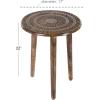 image:imageDeco 79 Mango Wood Floral Handmade Side End Accent Table Intricately Carved End Table with Tripod Legs Side Table 17 x 17 x 22 Dark BrownDark Brown