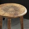 image:imageDeco 79 Mango Wood Floral Handmade Side End Accent Table Intricately Carved End Table with Tripod Legs Side Table 17 x 17 x 22 Dark BrownDark Brown