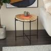 image:imageDeco 79 Marble Side End Accent Table End Table with Black Metal Support Side Table 19 x 16 x 20 Beige