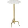 image:imageDeco 79 Marble Side End Accent Table End Table with Gold Inlay and Scrolled Base Side Table 15 x 15 x 27 White
