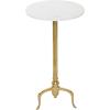 image:imageDeco 79 Marble Side End Accent Table End Table with Gold Inlay and Scrolled Base Side Table 15 x 15 x 27 White