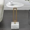 image:imageDeco 79 Marble Side End Accent Table End Table with Marble Top with Gold Inlay Side Table 18 x 18 x 25 WhiteWhite