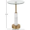 image:imageDeco 79 Marble Side End Accent Table End Table with Marble Top with Gold Inlay Side Table 18 x 18 x 25 WhiteWhite