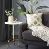 image:imageDeco 79 Marble Side End Accent Table End Table with Marble Top with Gold Inlay Side Table 18 x 18 x 25 WhiteWhite