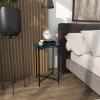 image:imageDeco 79 Metal Geometric Side End Accent Table End Table with Glass Tabletop and Elevated Base Side Table 22 x 22 x 19 BlackBlack