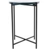 image:imageDeco 79 Metal Geometric Side End Accent Table End Table with Glass Tabletop and Elevated Base Side Table 22 x 22 x 19 BlackBlack