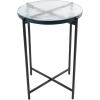image:imageDeco 79 Metal Geometric Side End Accent Table End Table with Glass Tabletop and Elevated Base Side Table 22 x 22 x 19 BlackBlack