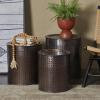 image:imageDeco 79 Metal Handmade Side End Accent Table End Table with Hammered Design Set of 3 Side Table 21 18 16H Bronze