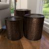 image:imageDeco 79 Metal Handmade Side End Accent Table End Table with Hammered Design Set of 3 Side Table 21 18 16H Bronze
