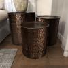 image:imageDeco 79 Metal Handmade Side End Accent Table End Table with Hammered Design Set of 3 Side Table 21 18 16H Bronze
