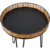 image:imageDeco 79 Metal Handmade Side End Accent Table End Table with Rattan Edges Tabletops Set of 3 Side Table 24 21 18 H Black