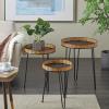image:imageDeco 79 Metal Handmade Side End Accent Table End Table with Rattan Edges Tabletops Set of 3 Side Table 24 21 18 H Black