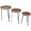 image:imageDeco 79 Metal Handmade Side End Accent Table End Table with Rattan Edges Tabletops Set of 3 Side Table 24 21 18 H Black