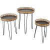image:imageDeco 79 Metal Handmade Side End Accent Table End Table with Rattan Edges Tabletops Set of 3 Side Table 24 21 18 H Black