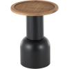 image:imageDeco 79 Metal Handmade Side End Accent Table Pedestal End Table with Brown Rattan Tabletop Side Table 16 x 16 x 20 Black