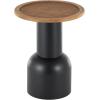 image:imageDeco 79 Metal Handmade Side End Accent Table Pedestal End Table with Brown Rattan Tabletop Side Table 16 x 16 x 20 Black