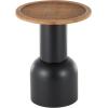 image:imageDeco 79 Metal Handmade Side End Accent Table Pedestal End Table with Brown Rattan Tabletop Side Table 16 x 16 x 20 Black