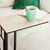 image:imageDeco 79 Metal Side End Accent Table CShaped End Table with Black Metal Base Side Table 19 x 10 x 26 Cream