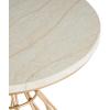 image:imageDeco 79 Metal Side End Accent Table Flower Inspired End Table with Cream Marble Tabletop Side Table 16 x 16 x 22 Gold