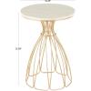 image:imageDeco 79 Metal Side End Accent Table Flower Inspired End Table with Cream Marble Tabletop Side Table 16 x 16 x 22 Gold