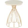 image:imageDeco 79 Metal Side End Accent Table Flower Inspired End Table with Cream Marble Tabletop Side Table 16 x 16 x 22 Gold