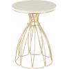 image:imageDeco 79 Metal Side End Accent Table Flower Inspired End Table with Cream Marble Tabletop Side Table 16 x 16 x 22 Gold