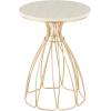image:imageDeco 79 Metal Side End Accent Table Flower Inspired End Table with Cream Marble Tabletop Side Table 16 x 16 x 22 Gold