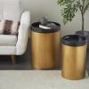 image:imageDeco 79 Metal Side End Accent Table Nesting End Table with Black Tray Tabletops Set of 2 Side Table 22 19 H Gold