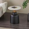 image:imageDeco 79 Metal Side End Accent Table Nesting End Table with Faux White Marble Top Set of 2 Side Table 19 18 H BlackBlack