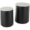 image:imageDeco 79 Metal Side End Accent Table Nesting End Table with Faux White Marble Top Set of 2 Side Table 19 18 H BlackBlack