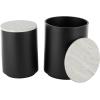 image:imageDeco 79 Metal Side End Accent Table Nesting End Table with Faux White Marble Top Set of 2 Side Table 19 18 H BlackBlack