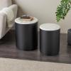 image:imageDeco 79 Metal Side End Accent Table Nesting End Table with Faux White Marble Top Set of 2 Side Table 19 18 H BlackBlack