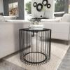 image:imageDeco 79 Metal Side End Accent Table Open Wire Frame End Table with Shaded Glass Top Side Table 20 x 20 x 19 BlackBlack