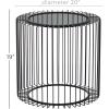 image:imageDeco 79 Metal Side End Accent Table Open Wire Frame End Table with Shaded Glass Top Side Table 20 x 20 x 19 BlackBlack