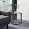 image:imageDeco 79 Metal Side End Accent Table Open Wire Frame End Table with Shaded Glass Top Side Table 20 x 20 x 19 BlackBlack