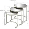 image:imageDeco 79 Metal Side End Accent Table Round Nesting End Table with Mirrored Glass Top Set of 3 Side Table 21 19 17H SilverSilver