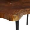 image:imageDeco 79 Teak Wood Handmade Live Edge 3 Tier Accent Table with Black Base 34 x 36 x 24 Brown