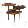 image:imageDeco 79 Teak Wood Handmade Live Edge 3 Tier Accent Table with Black Base 34 x 36 x 24 Brown