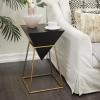 image:imageDeco 79 Wood Geometric Side End Accent Table Inverted Pyramid End Table with Gold Metal Frame Side Table 14 x 14 x 24 Black
