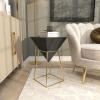 image:imageDeco 79 Wood Geometric Side End Accent Table Inverted Pyramid End Table with Gold Metal Frame Side Table 14 x 14 x 24 Black