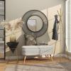 image:imageDeco 79 Wood Geometric Side End Accent Table Inverted Pyramid End Table with Gold Metal Frame Side Table 14 x 14 x 24 Black