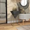 image:imageDeco 79 Wood Geometric Side End Accent Table Inverted Pyramid End Table with Gold Metal Frame Side Table 14 x 14 x 24 Black