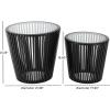 image:imageDeco 79 Wood Side End Accent Table Cage Inspired End Table with Clear Glass Tabletop Set of 2 Side Table 21 17 H Black