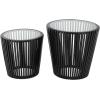 image:imageDeco 79 Wood Side End Accent Table Cage Inspired End Table with Clear Glass Tabletop Set of 2 Side Table 21 17 H Black