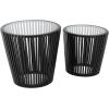 image:imageDeco 79 Wood Side End Accent Table Cage Inspired End Table with Clear Glass Tabletop Set of 2 Side Table 21 17 H Black