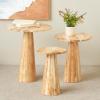 image:imageDeco 79 Wood Side End Accent Table End Table with Natural Wood Grains and Cone Shaped Bases Set of 3 Side Table 24 20 18 H Light Brown