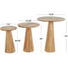 image:imageDeco 79 Wood Side End Accent Table End Table with Natural Wood Grains and Cone Shaped Bases Set of 3 Side Table 24 20 18 H Light Brown