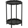 image:imageDeco 79 Wood Side End Accent Table Floral Inspired 2 Level End Table with Metal Legs Side Table 15 x 15 x 24 Black