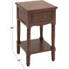 image:imageDeco 79 Wood Side End Accent Table Storage 1 Drawer and 1 Shelf End Table with Turned Legs Side Table 16 x 16 x 29 BrownBrown